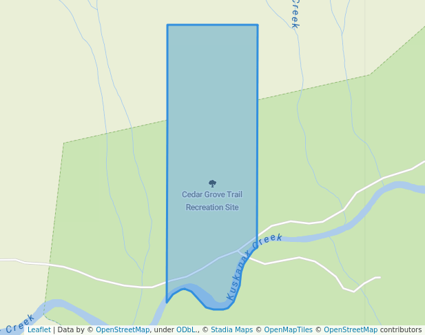 walking in Cedar Grove Trail Recreation Site map in Nakusp