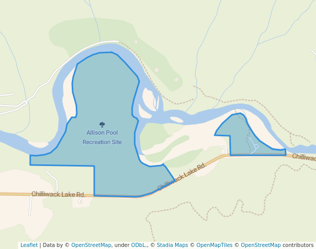 walking in Allison Pool Recreation Site map in Chilliwack