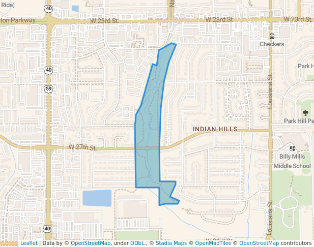 walking in Naismith Valley Park map in Lawrence