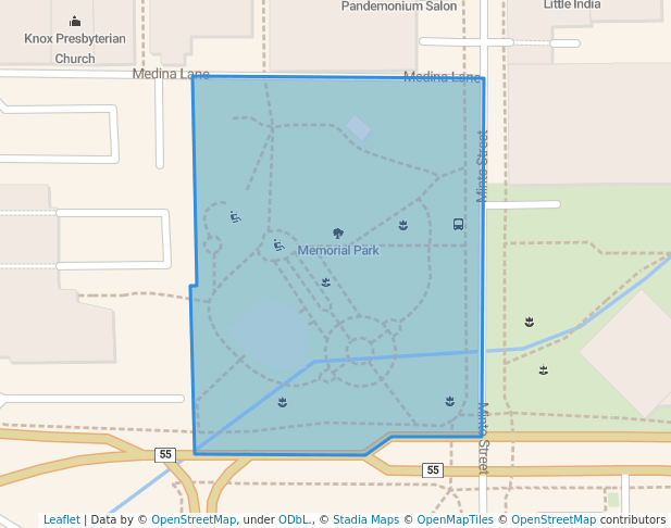 walking in Memorial Park map in Greater Sudbury