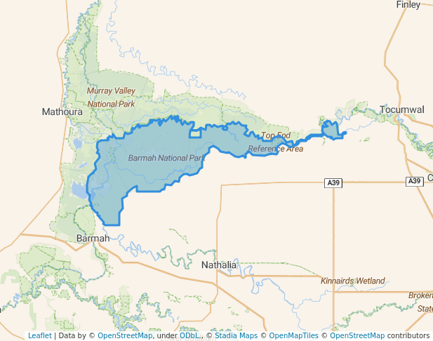 walking in Barmah National Park map in Barmah