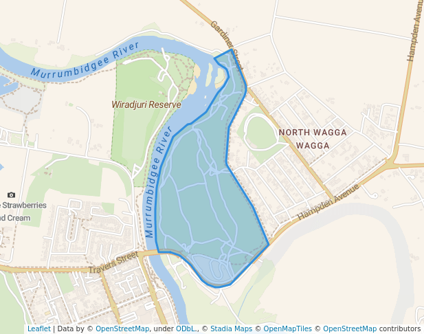 walking in Wilks Park map in Wagga Wagga