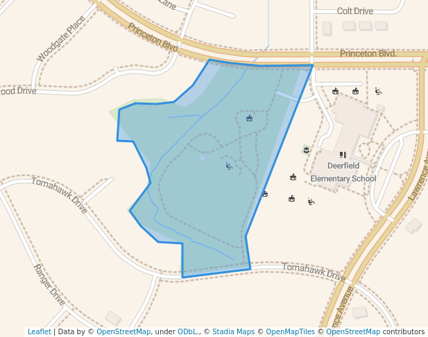 walking in Deerfield Park map in Lawrence