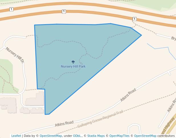 walking in Nursery Hill Park map in View Royal