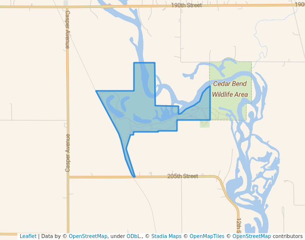walking in Cedar Bend Park map in Bremer