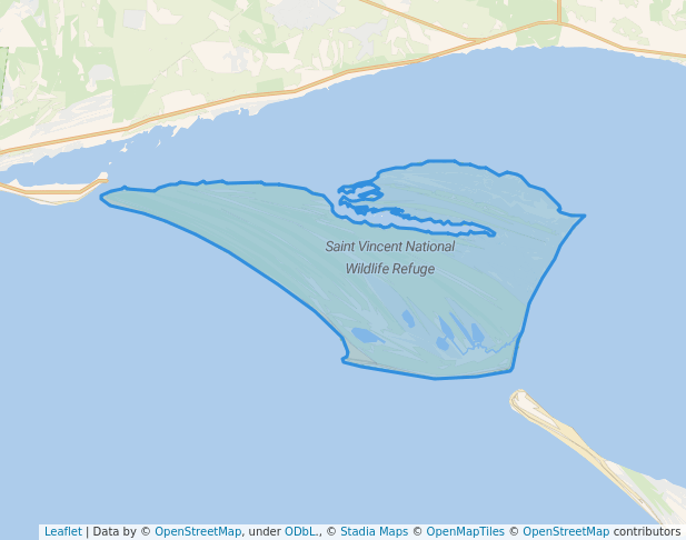 walking in Saint Vincent National Wildlife Refuge map in Apalachicola