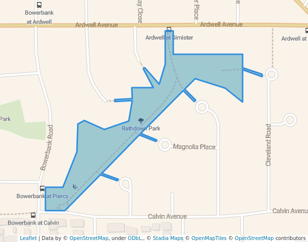 walking in Rathdown Park map in Sidney