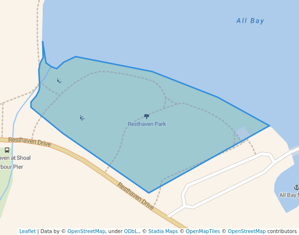 walking in Resthaven Park map in Sidney