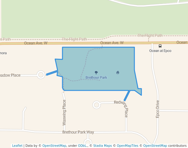 walking in Brethour Park map in Sidney