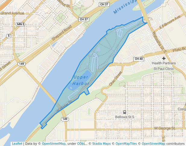 walking in Harriet Island Regional Park map in Saint Paul