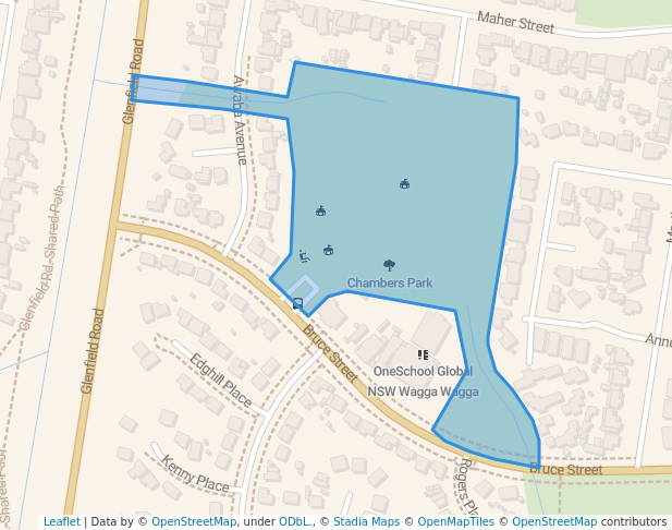 walking in Chambers Park map in Wagga Wagga