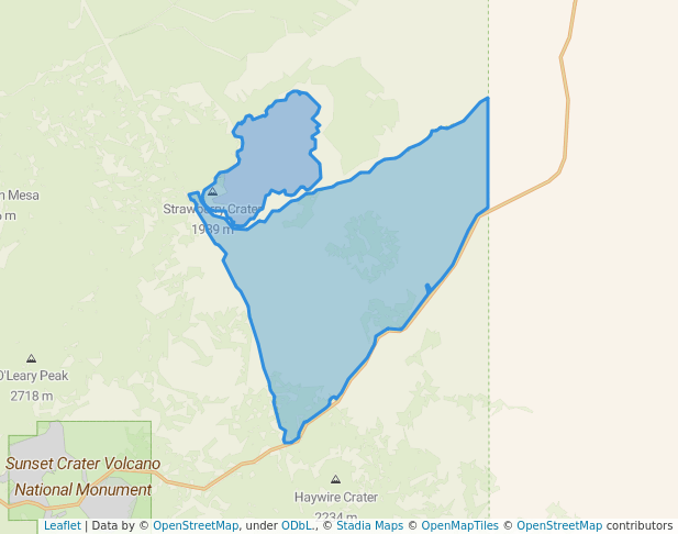 walking in Strawberry Crater Wilderness map in Flagstaff