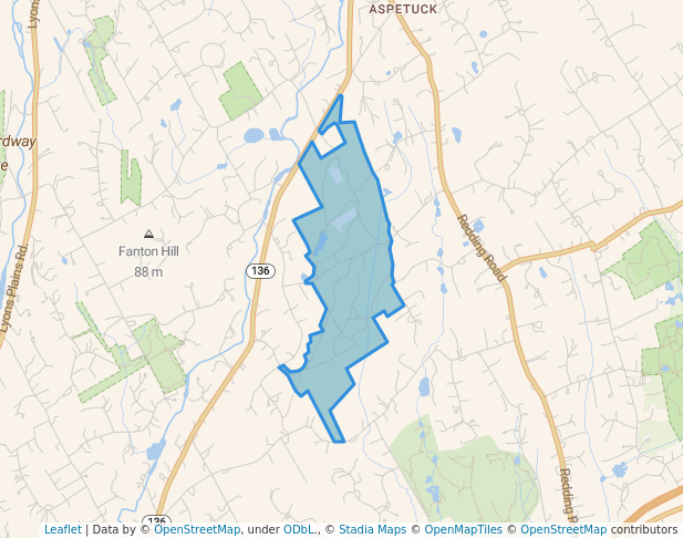 walking in Brett Woods Open Space map in Fairfield