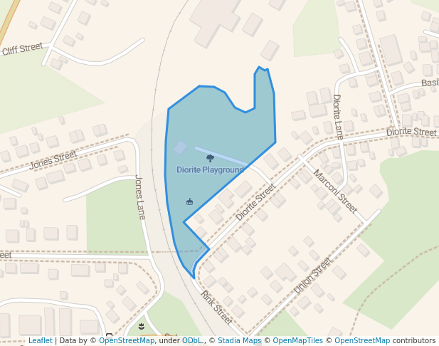 walking in Diorite Playground map in Greater Sudbury