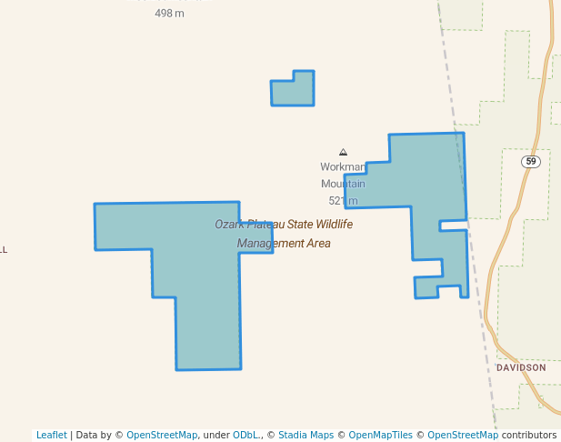 walking in Ozark Plateau State Wildlife Management Area map in Stilwell
