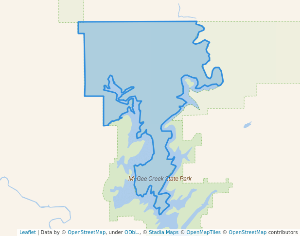 walking in McGee Creek Wildlife Management Area map in Stringtown