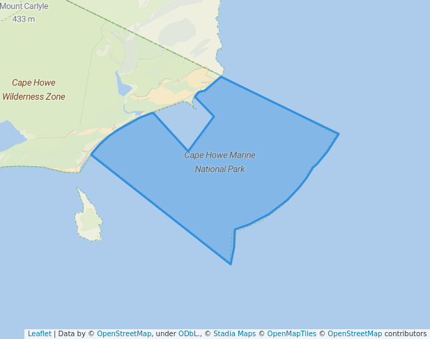 walking in Cape Howe Marine National Park map in Mallacoota