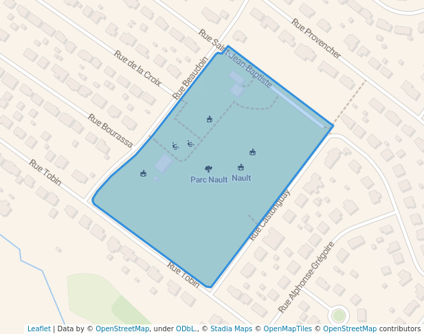 walking in Parc Nault map in Sherbrooke