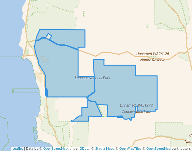 walking in Lesueur National Park map in Jurien Bay