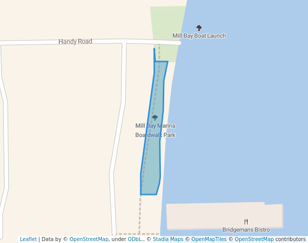 walking in Mill Bay Marina Boardwalk Park map in Mill Bay
