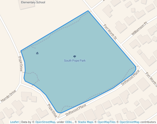 walking in South Pope Park map in Corpus Christi