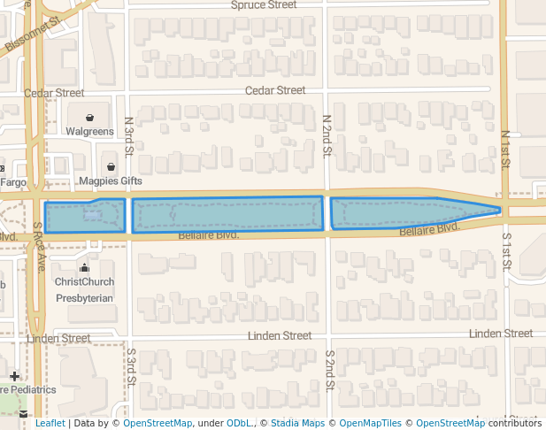 walking in Paseo Park map in Bellaire