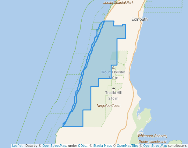 walking in Cape Range National Park map in Learmonth
