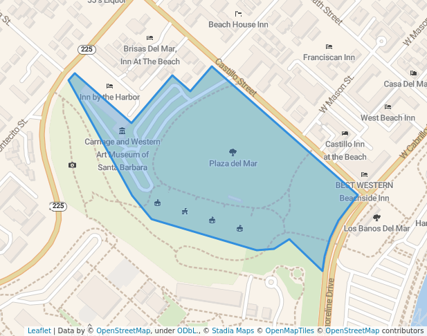 walking in Pershing Park map in Santa Barbara