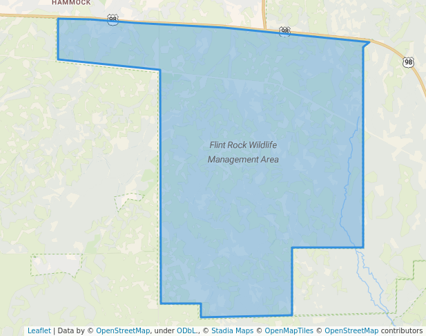 walking in Flint Rock Wildlife Management Area map in Monticello