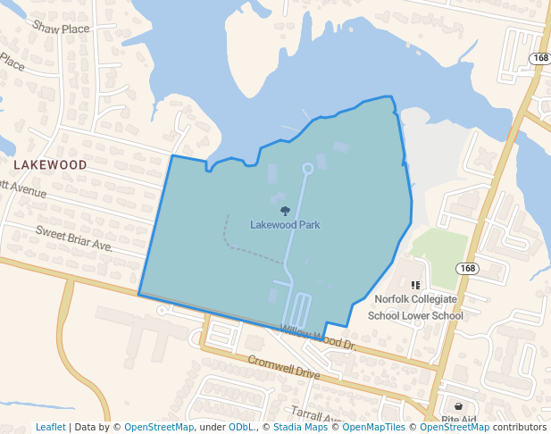 walking in Lakewood Park map in Norfolk