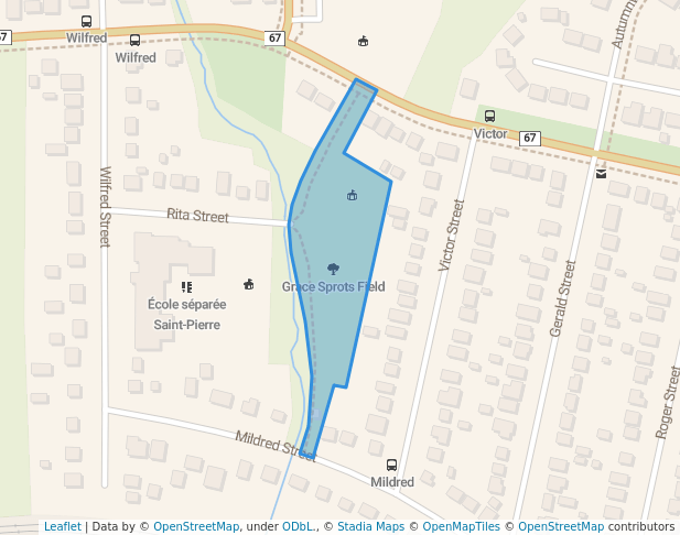 walking in Grace Sprots Field map in Greater Sudbury