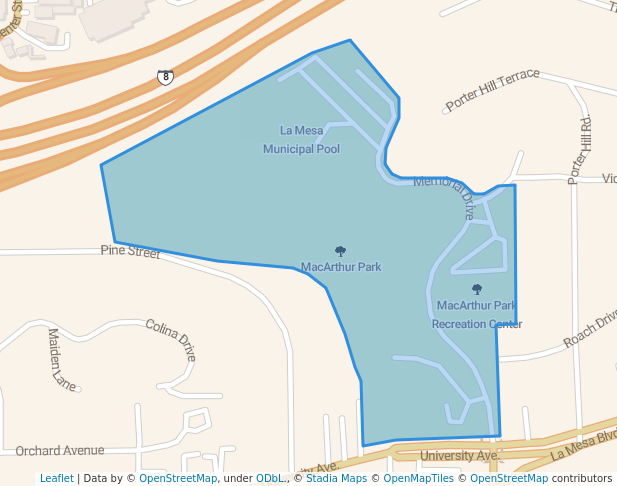 walking in MacArthur Park map in La Mesa