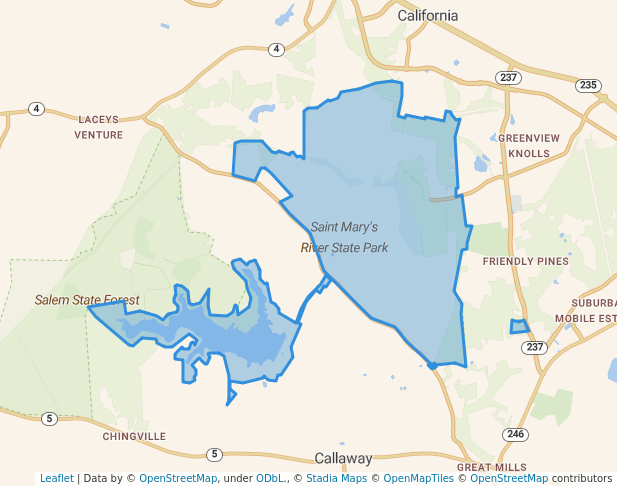 walking in Saint Mary's River State Park map in California