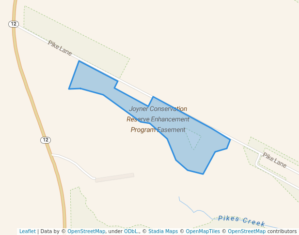 walking in Joyner Conservation Reserve Enhancement Program Easement map in Stockton