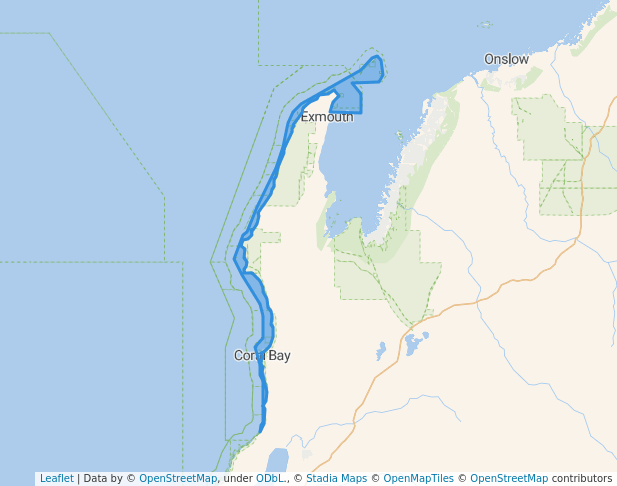 walking in Ningaloo Coast map in Learmonth