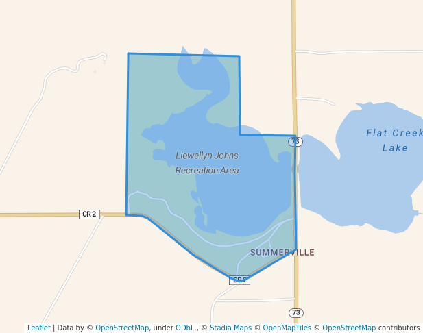 walking in Llewellyn Johns Recreation Area map in Shadehill