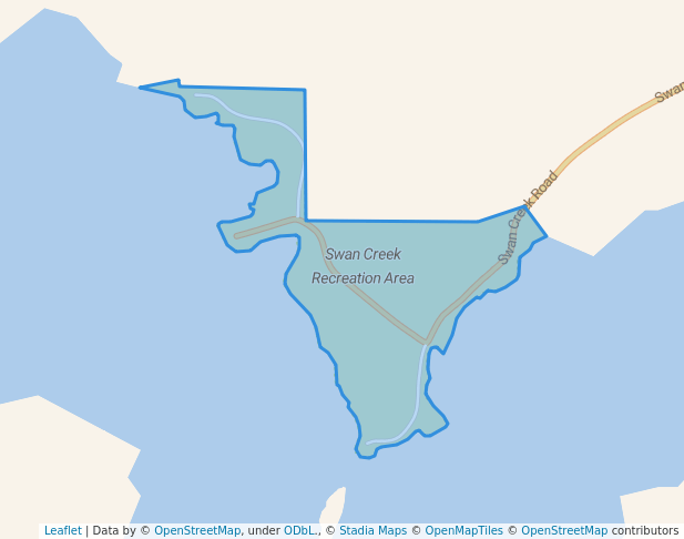 walking in Swan Creek Recreation Area map in Lowry