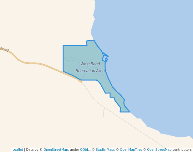 walking in West Bend Recreation Area map in Harrold