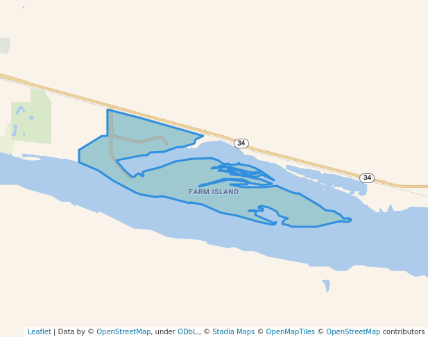 walking in Farm Island Recreation Area map in Pierre