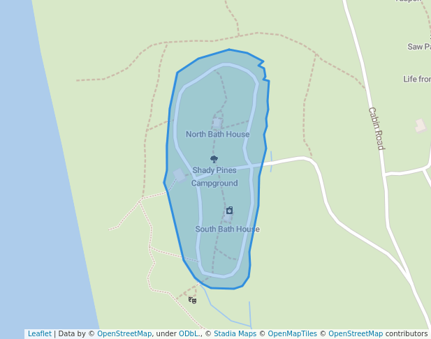 walking in Shady Pines Campground map in Cape San Blas