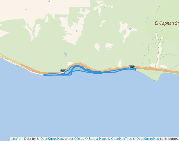 walking in Refugio State Beach map in Isla Vista