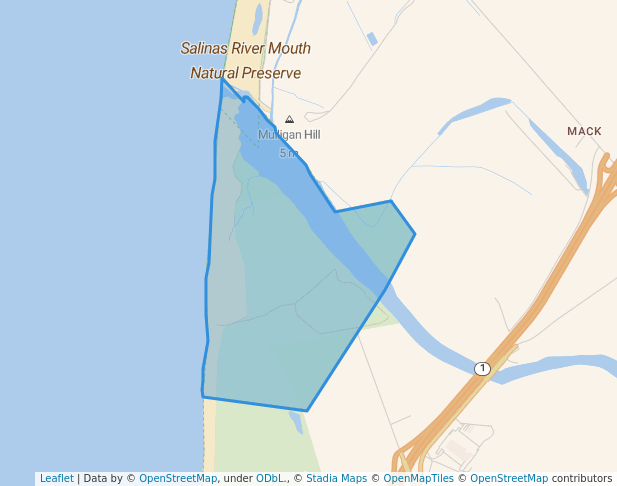 walking in Salinas River National Wildlife Refuge map in CORRAL DE TIE