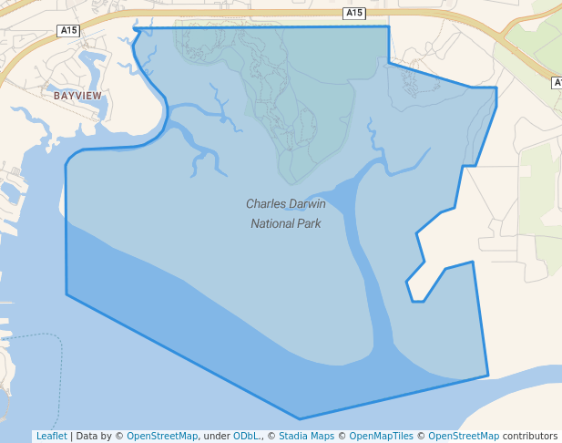 walking in Charles Darwin National Park map in Tumbling Waters