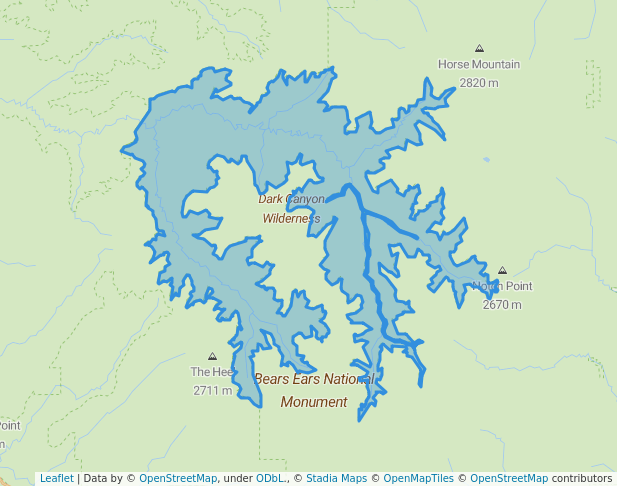 walking in Dark Canyon Wilderness map in Monticello