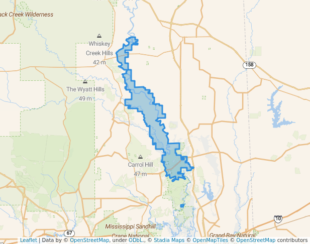 walking in Pascagoula River State Wildlife Management Area map in Perkinston