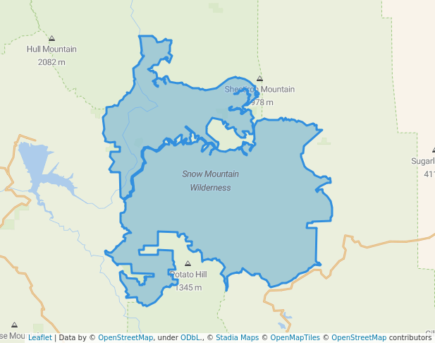 walking in Snow Mountain Wilderness map in Bonnie View