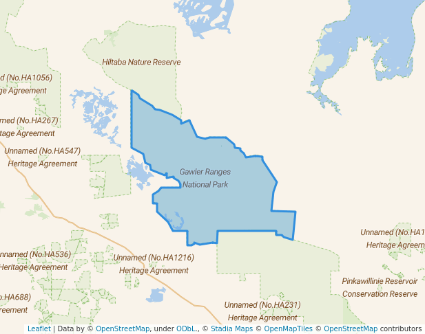 walking in Gawler Ranges National Park map in Poochera