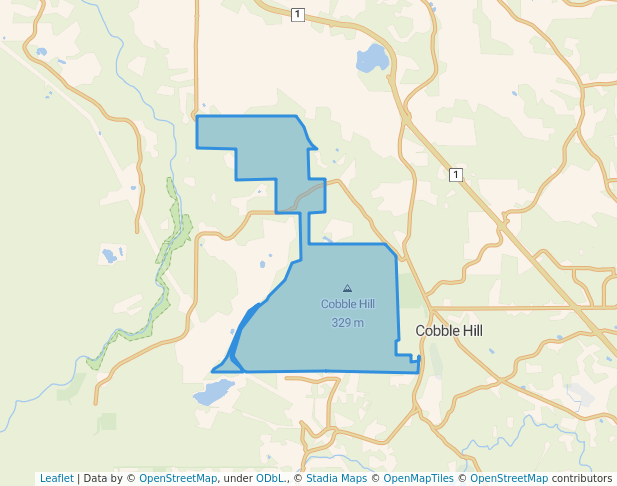 walking in Cobble Hill Mountain Regional Recreation Area map in Cobble Hill