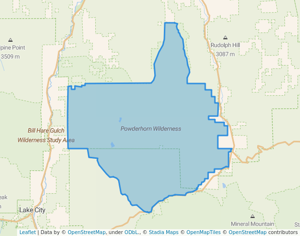 walking in Powderhorn Wilderness map in Lake City