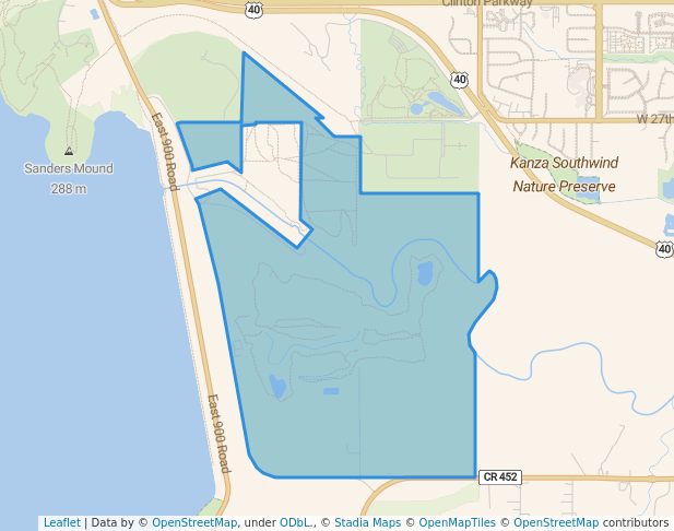 walking in Outlet Park map in Lawrence